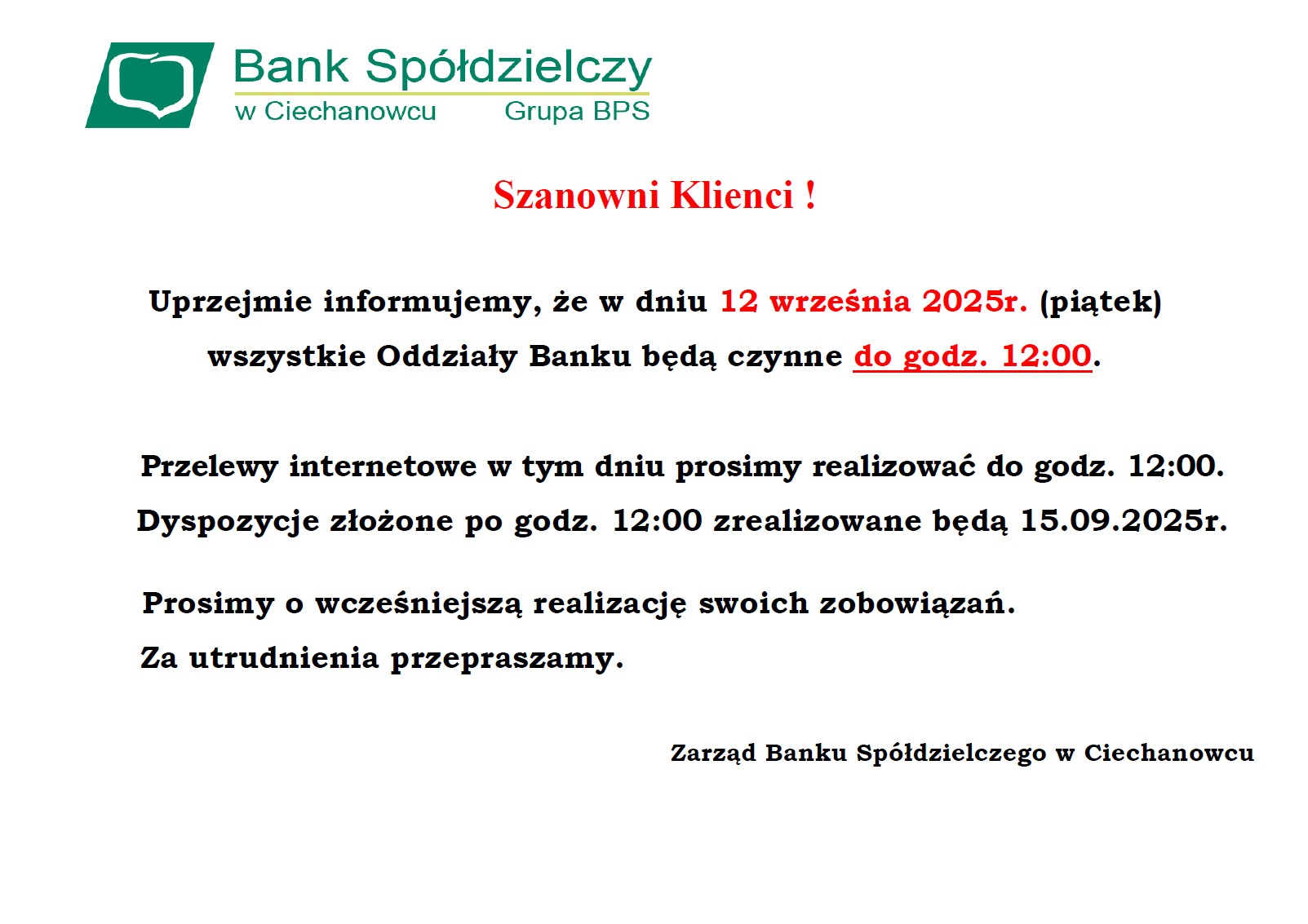 Komunikat 12 wrzesnia 2025