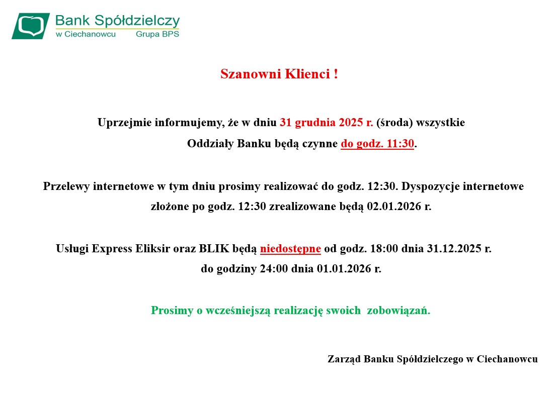Komunikat sylwester 2025